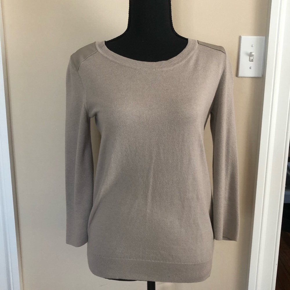 Banana Republic sweater, leather shoulder detail
